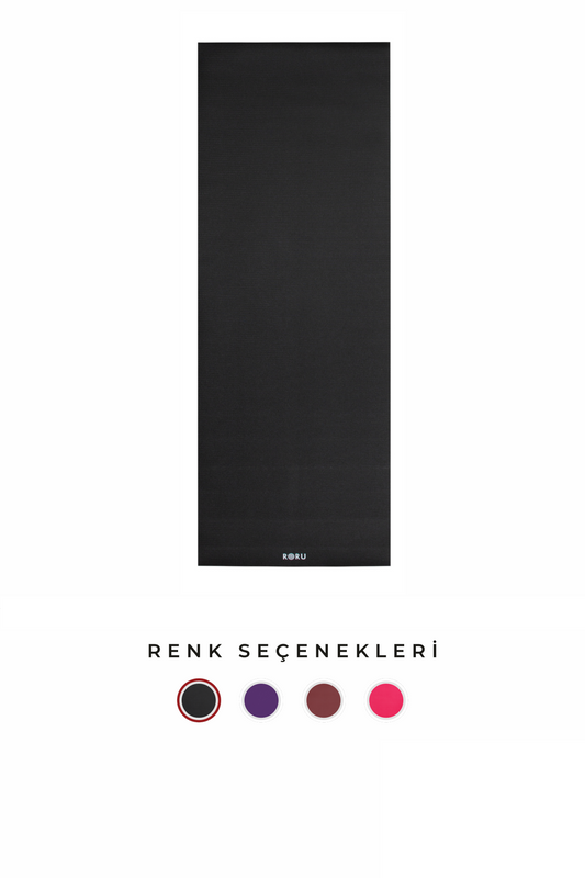 Roru Concept Pro Series Yoga Egzersiz Matı 173x62 cm 5 mm Kuru, Az Terleyen Eller İçin, Doğa Dostu, Siyah
