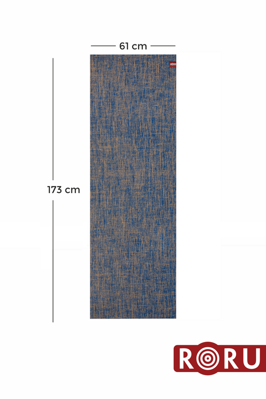 Roru Concept Doğal Jüt Yoga Egzersiz Matı 173 x 61 cm 5 mm Kuru, Az - Orta Terleyen Eller İçin, Mavi