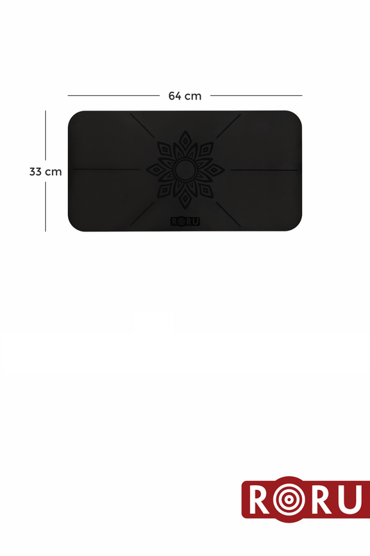 Roru Concept Sun Kaydırmaz Küçük Yoga Padi (Küçük Mat) 64 x 33 cm, Kuru - Nemli Ellere, Doğal Kauçuk, Siyah