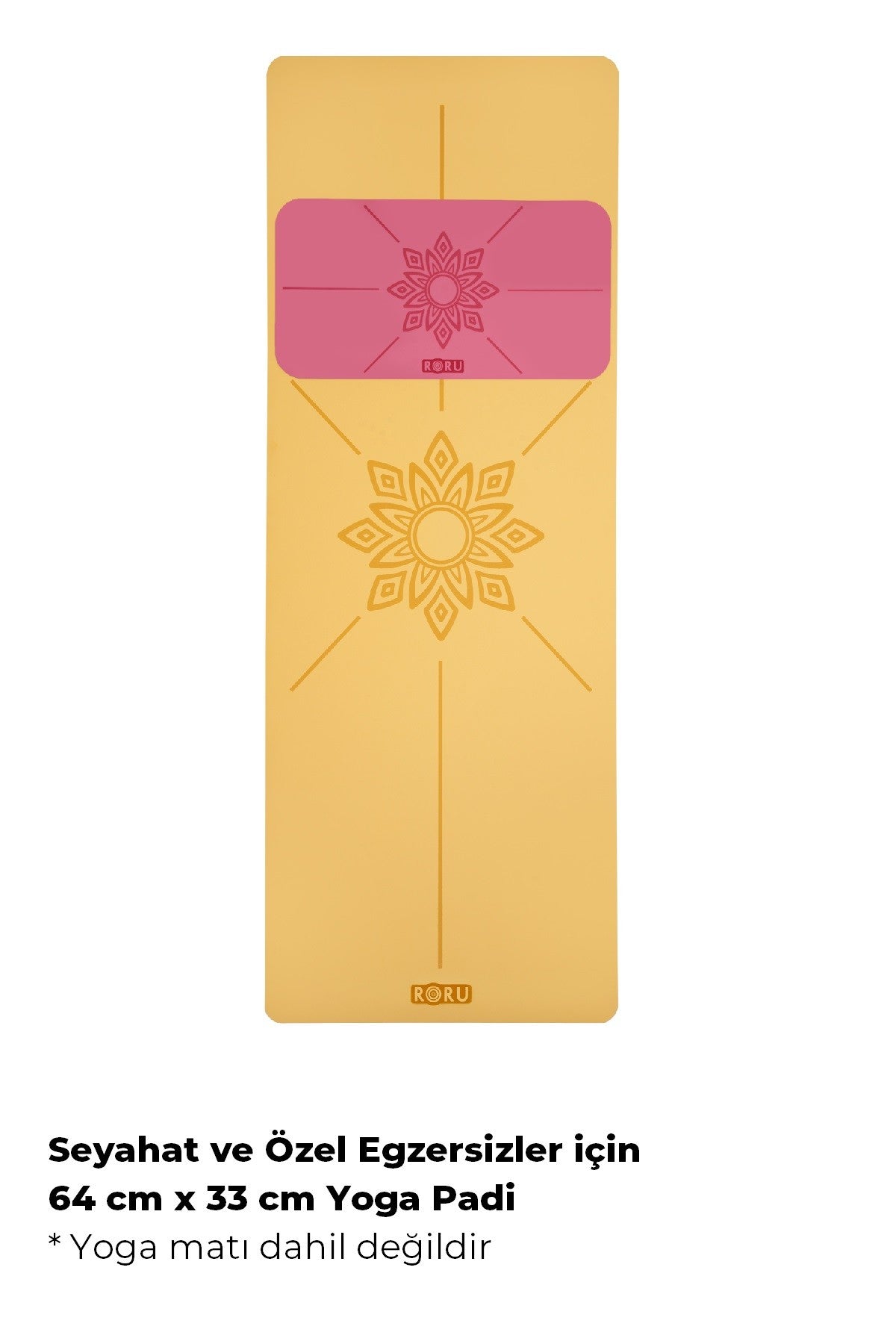 Roru Concept Sun Kaydırmaz Küçük Yoga Padi (Küçük Mat) 64 x 33 cm, Kuru - Nemli Ellere, Doğal Kauçuk, Pembe