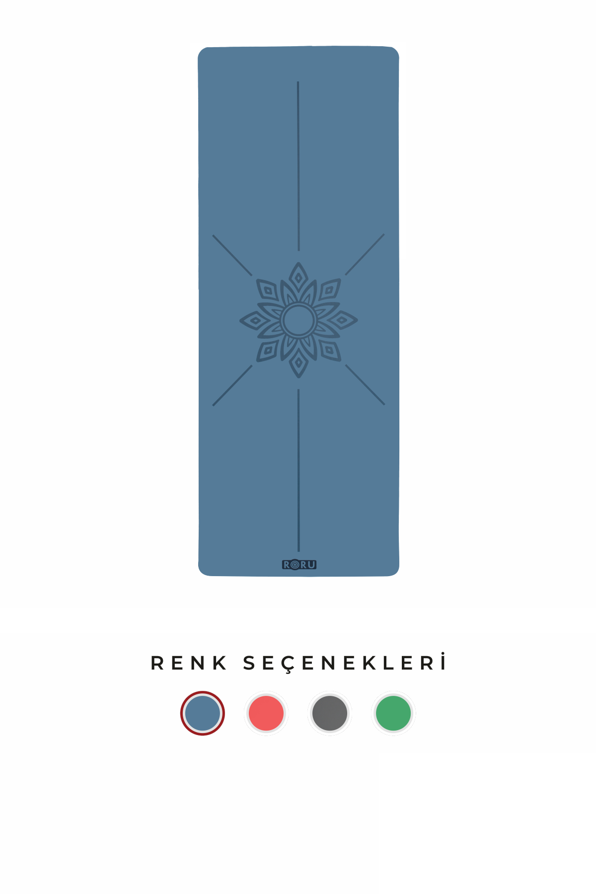Roru Concept Sun Kaydırmaz Seyahat Yoga Egzersiz Matı 183 x 68 cm 2.5mm, Kuru - Nemli Ellere, Kauçuk, Mavi