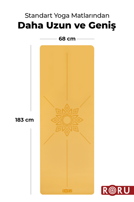 Roru Concept Sun Kaydırmaz Yoga Egzersiz Matı 183 x 68 cm 5 mm Kuru - Nemli Eller İçin, Doğal Kauçuk, Krem